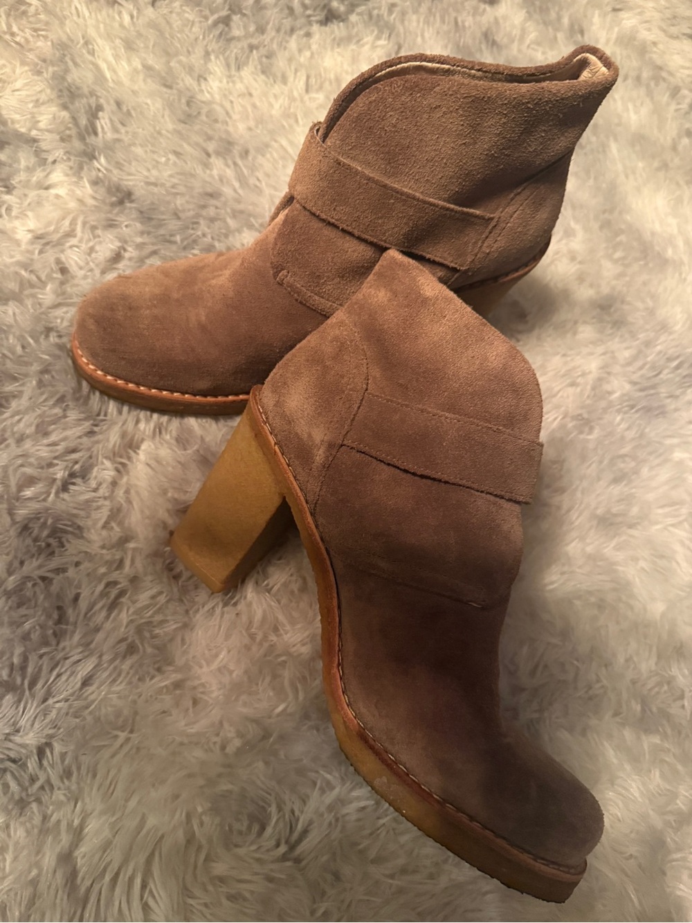 UGG Women's Suede Tan Brienne Block-Heel Ankle Booties